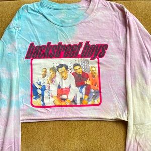 Vintage Backstreet Boys long sleeve tie dye crop top in Medium